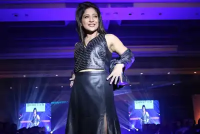 Three celebrity models at Chennai Leather Fashion Show