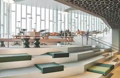 Leather lends comfort, durability and elegance to library project